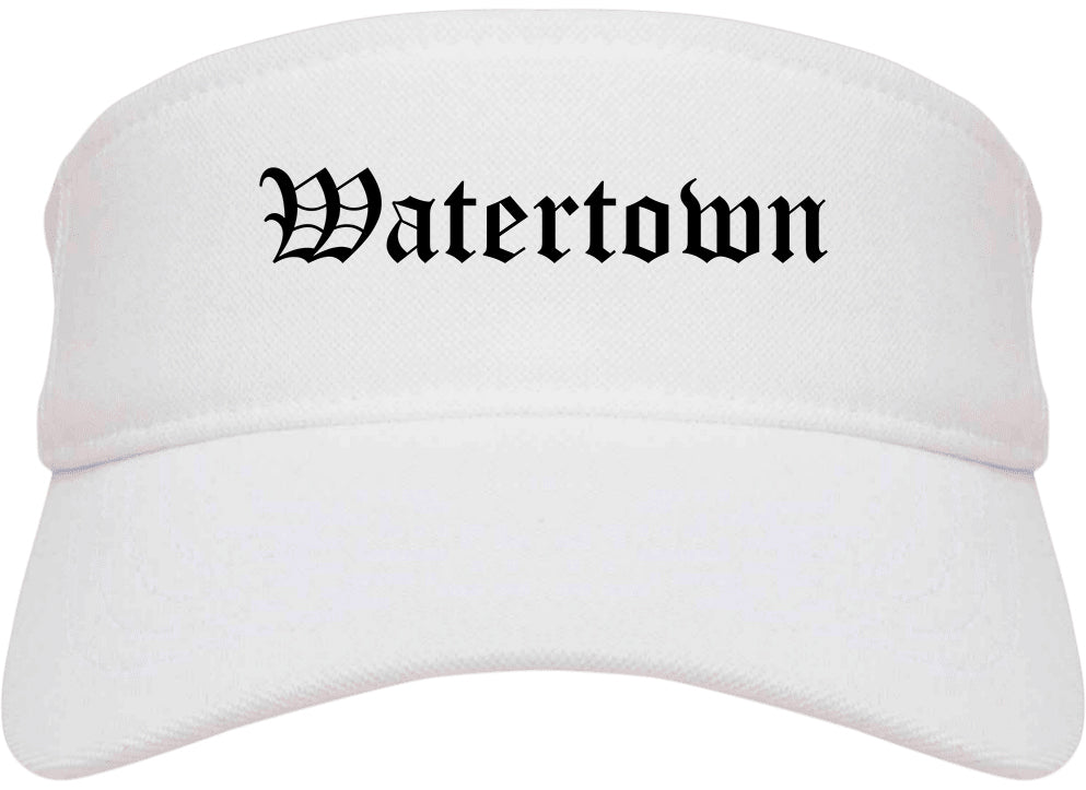 Watertown Massachusetts MA Old English Mens Visor Cap Hat White