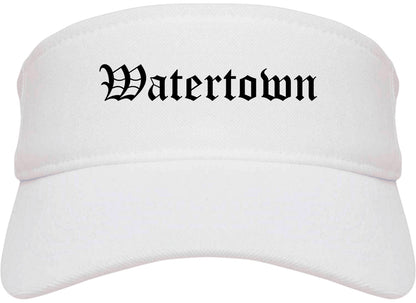 Watertown Massachusetts MA Old English Mens Visor Cap Hat White