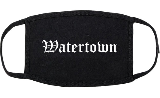 Watertown New York NY Old English Cotton Face Mask Black