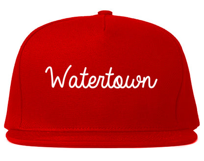 Watertown New York NY Script Mens Snapback Hat Red