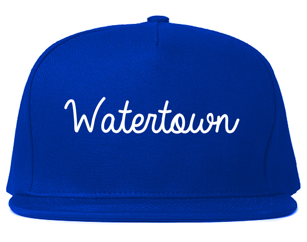 Watertown New York NY Script Mens Snapback Hat Royal Blue