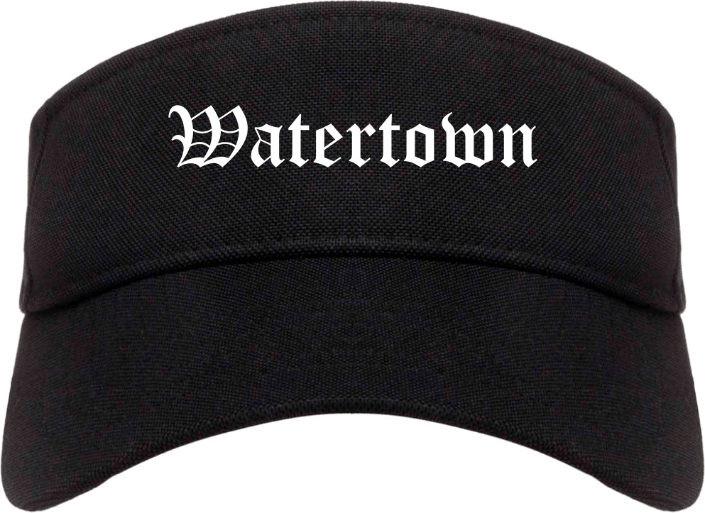 Watertown New York NY Old English Mens Visor Cap Hat Black