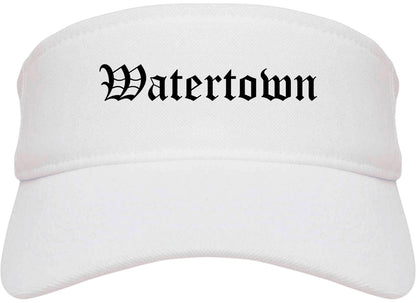 Watertown New York NY Old English Mens Visor Cap Hat White