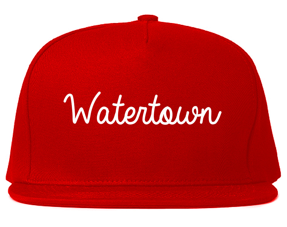 Watertown Wisconsin WI Script Mens Snapback Hat Red