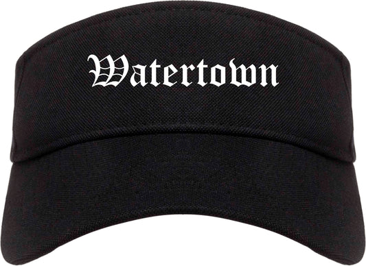 Watertown Wisconsin WI Old English Mens Visor Cap Hat Black