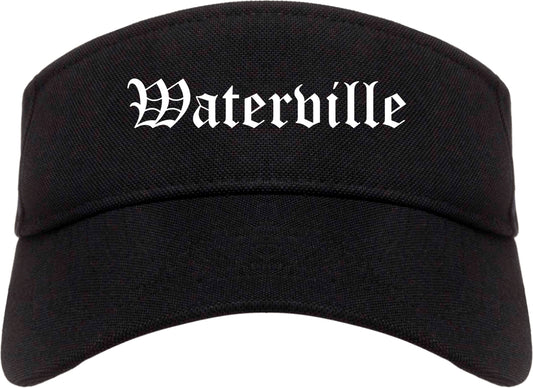Waterville Maine ME Old English Mens Visor Cap Hat Black