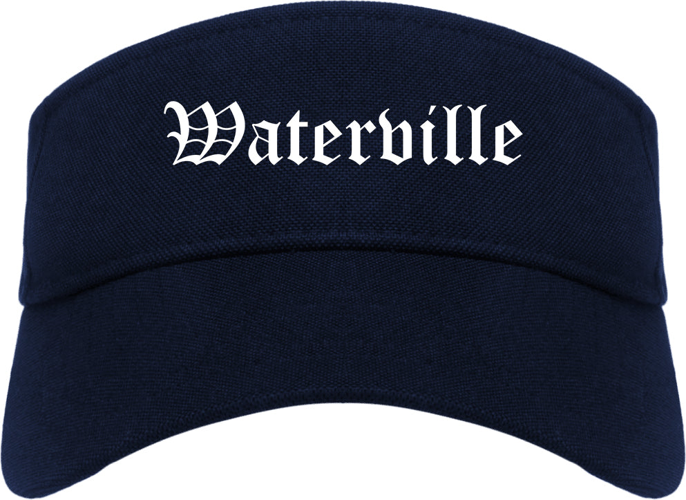 Waterville Maine ME Old English Mens Visor Cap Hat Navy Blue