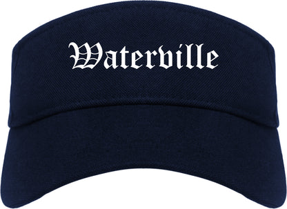 Waterville Maine ME Old English Mens Visor Cap Hat Navy Blue