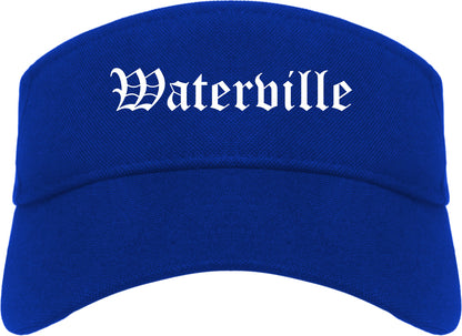 Waterville Maine ME Old English Mens Visor Cap Hat Royal Blue