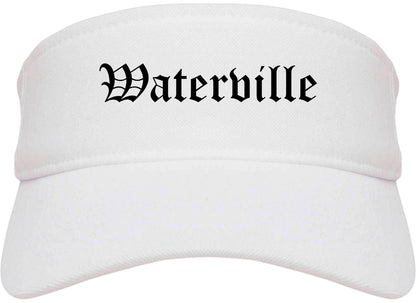 Waterville Maine ME Old English Mens Visor Cap Hat White