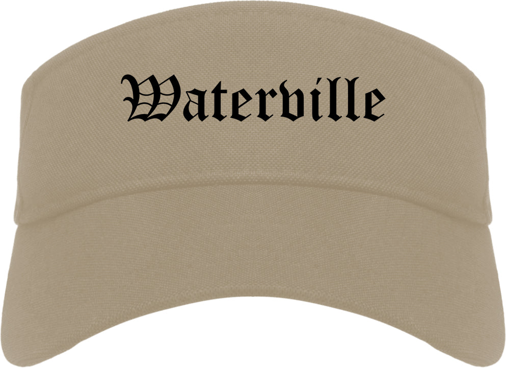 Waterville Ohio OH Old English Mens Visor Cap Hat Khaki