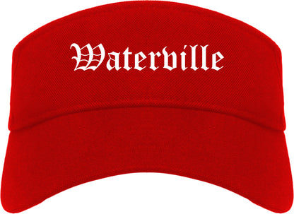 Waterville Ohio OH Old English Mens Visor Cap Hat Red