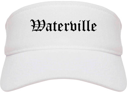 Waterville Ohio OH Old English Mens Visor Cap Hat White
