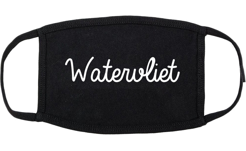 Watervliet New York NY Script Cotton Face Mask Black