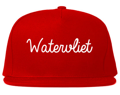 Watervliet New York NY Script Mens Snapback Hat Red