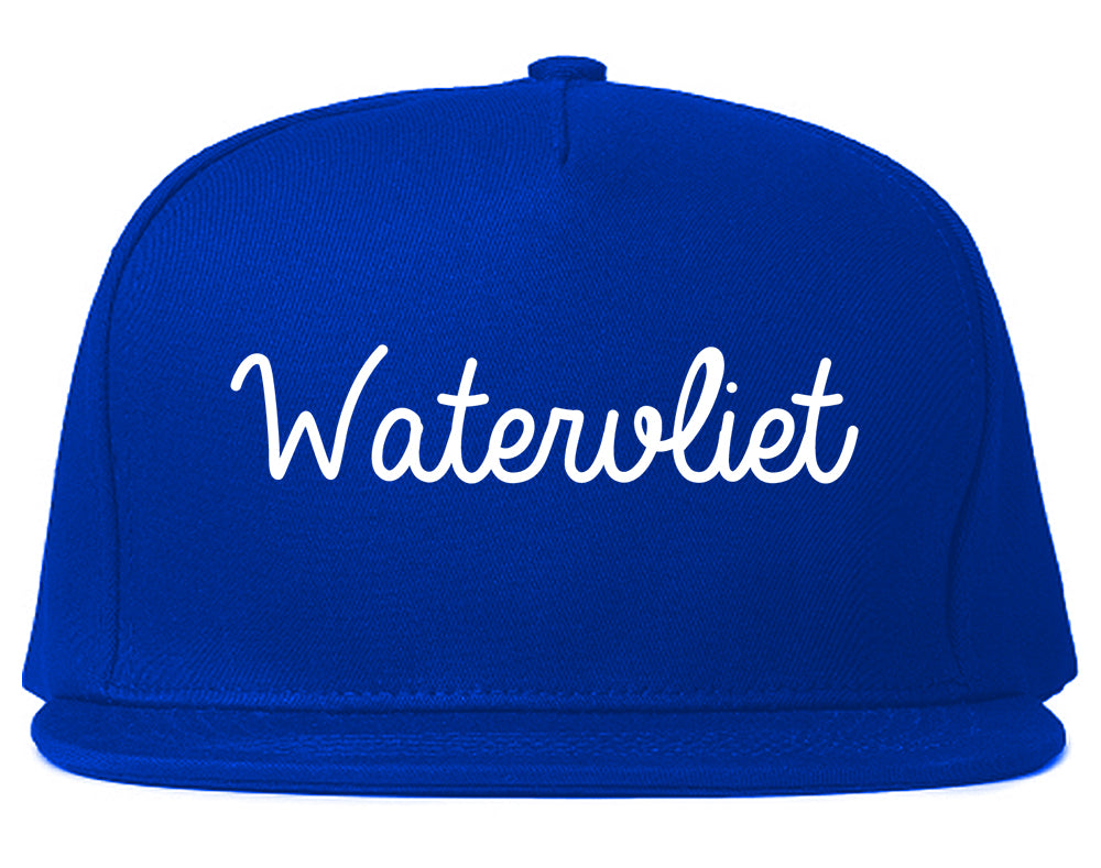 Watervliet New York NY Script Mens Snapback Hat Royal Blue