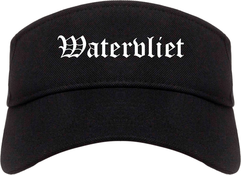 Watervliet New York NY Old English Mens Visor Cap Hat Black
