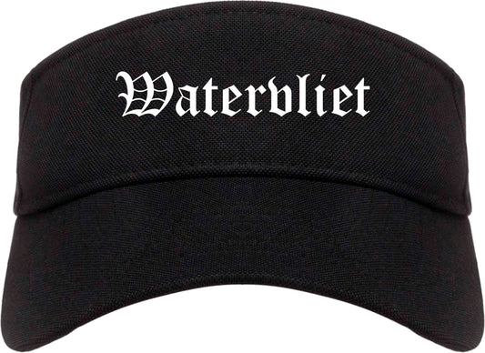 Watervliet New York NY Old English Mens Visor Cap Hat Black