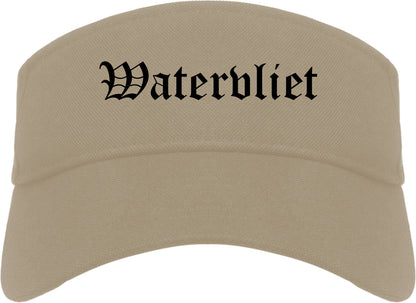 Watervliet New York NY Old English Mens Visor Cap Hat Khaki