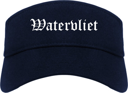 Watervliet New York NY Old English Mens Visor Cap Hat Navy Blue