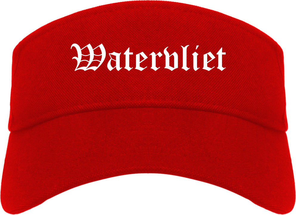 Watervliet New York NY Old English Mens Visor Cap Hat Red
