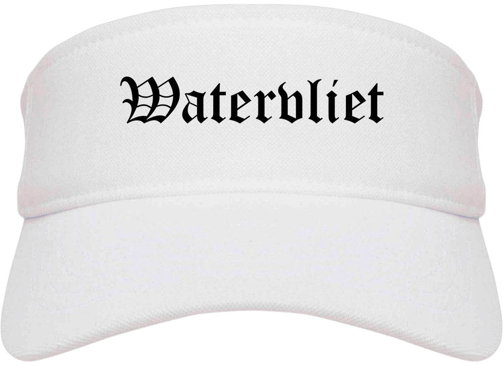 Watervliet New York NY Old English Mens Visor Cap Hat White