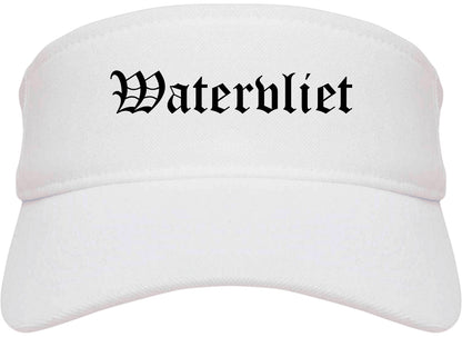 Watervliet New York NY Old English Mens Visor Cap Hat White