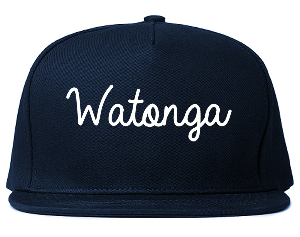 Watonga Oklahoma OK Script Mens Snapback Hat Navy Blue