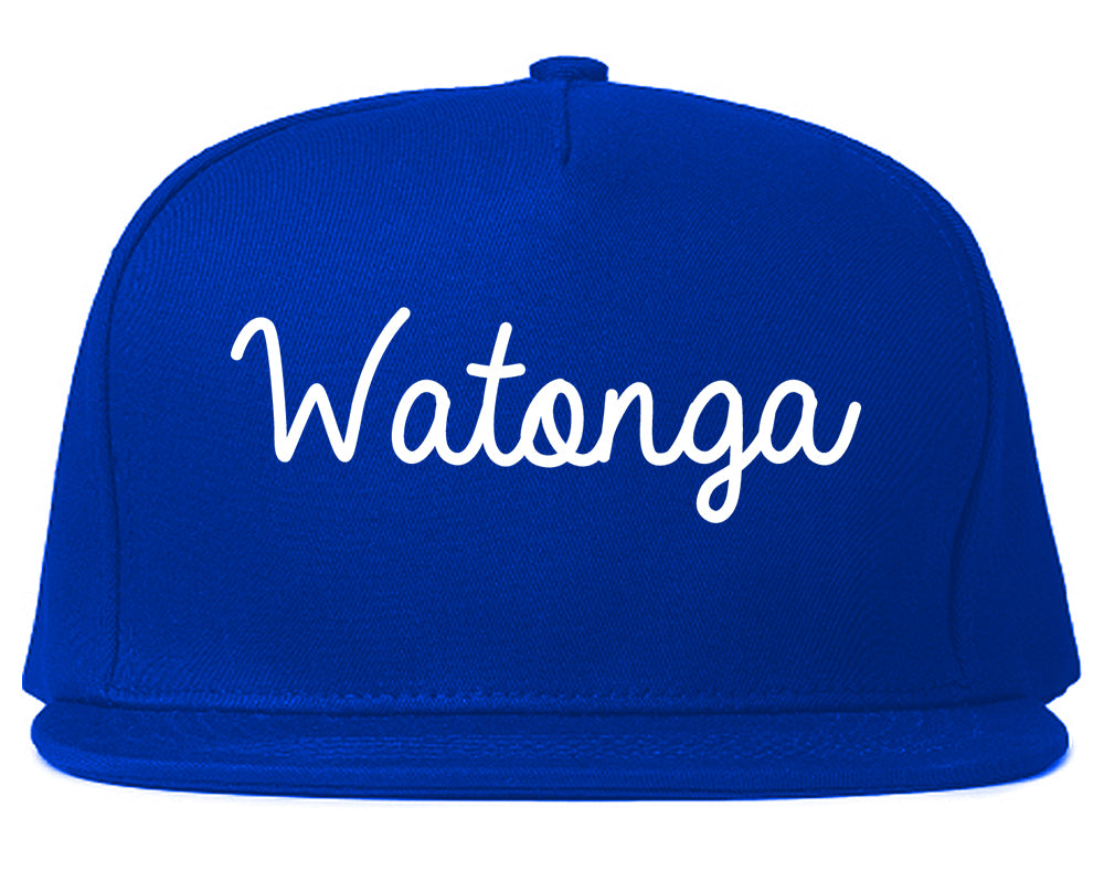 Watonga Oklahoma OK Script Mens Snapback Hat Royal Blue