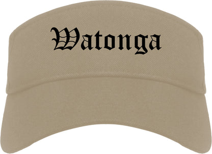 Watonga Oklahoma OK Old English Mens Visor Cap Hat Khaki