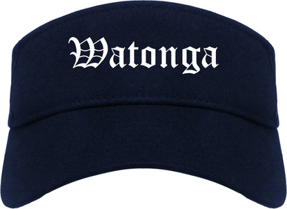 Watonga Oklahoma OK Old English Mens Visor Cap Hat Navy Blue
