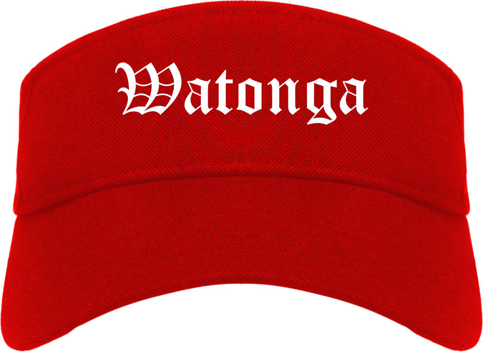 Watonga Oklahoma OK Old English Mens Visor Cap Hat Red