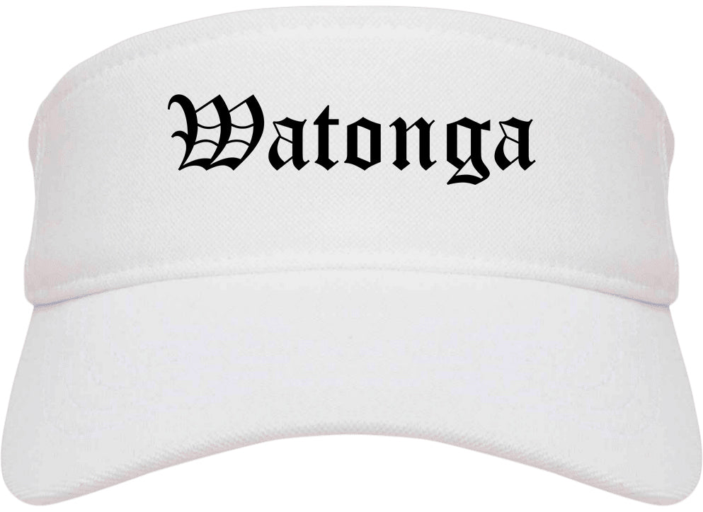 Watonga Oklahoma OK Old English Mens Visor Cap Hat White