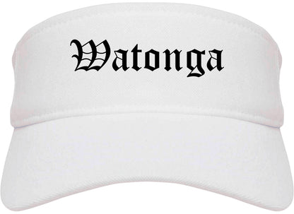 Watonga Oklahoma OK Old English Mens Visor Cap Hat White