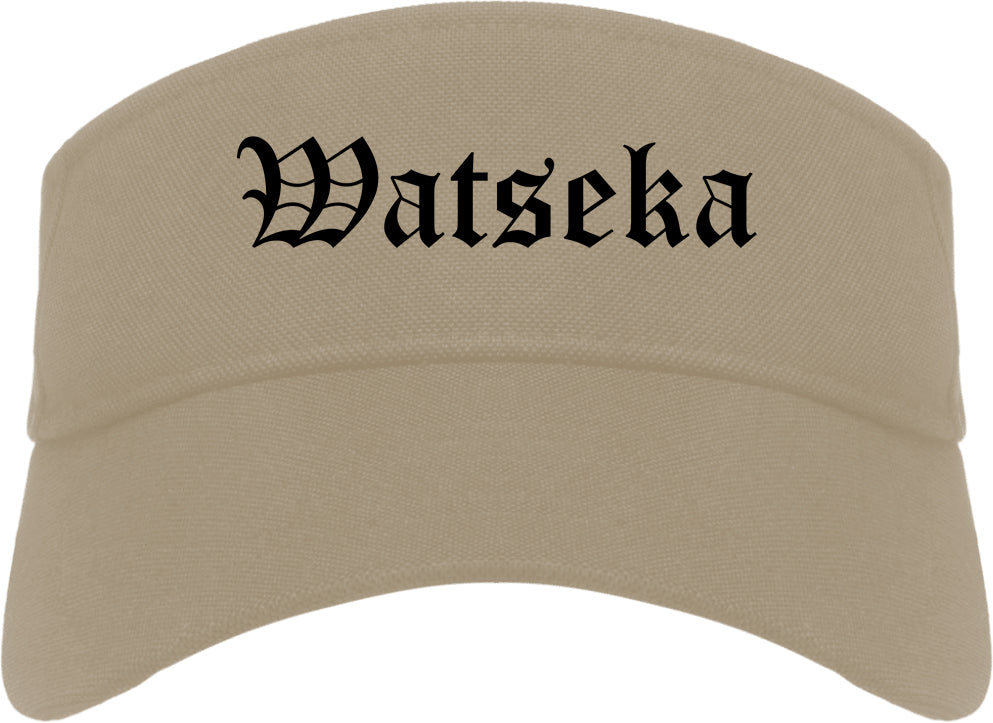 Watseka Illinois IL Old English Mens Visor Cap Hat Khaki