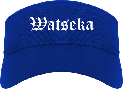 Watseka Illinois IL Old English Mens Visor Cap Hat Royal Blue