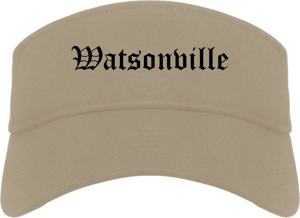 Watsonville California CA Old English Mens Visor Cap Hat Khaki