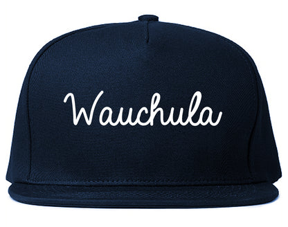 Wauchula Florida FL Script Mens Snapback Hat Navy Blue