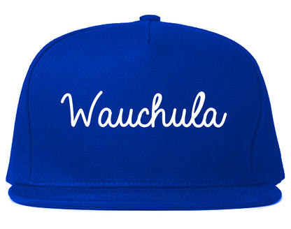 Wauchula Florida FL Script Mens Snapback Hat Royal Blue