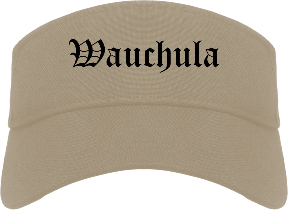 Wauchula Florida FL Old English Mens Visor Cap Hat Khaki
