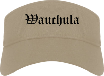 Wauchula Florida FL Old English Mens Visor Cap Hat Khaki