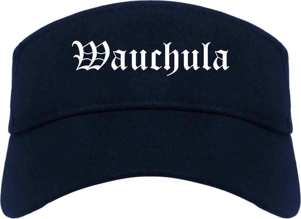 Wauchula Florida FL Old English Mens Visor Cap Hat Navy Blue