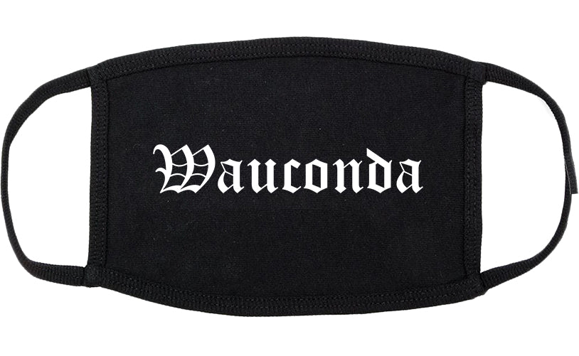 Wauconda Illinois IL Old English Cotton Face Mask Black