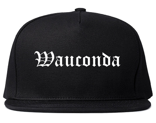 Wauconda Illinois IL Old English Mens Snapback Hat Black