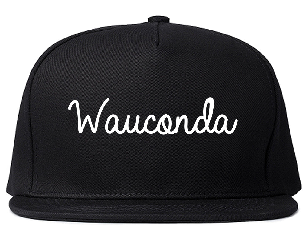 Wauconda Illinois IL Script Mens Snapback Hat Black