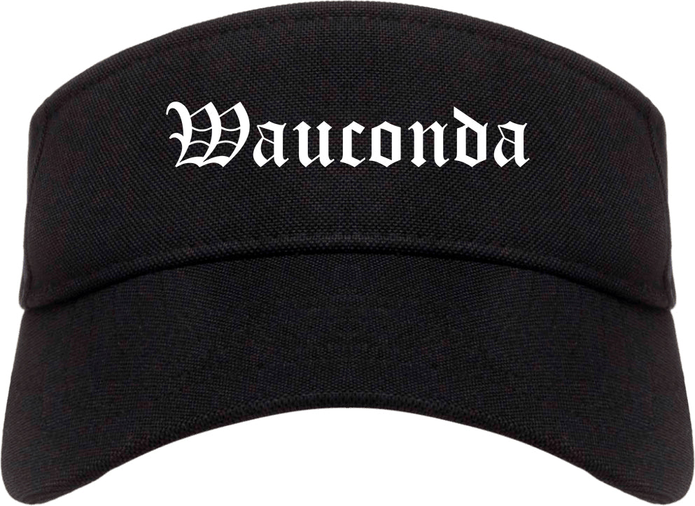 Wauconda Illinois IL Old English Mens Visor Cap Hat Black