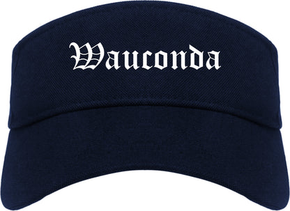 Wauconda Illinois IL Old English Mens Visor Cap Hat Navy Blue
