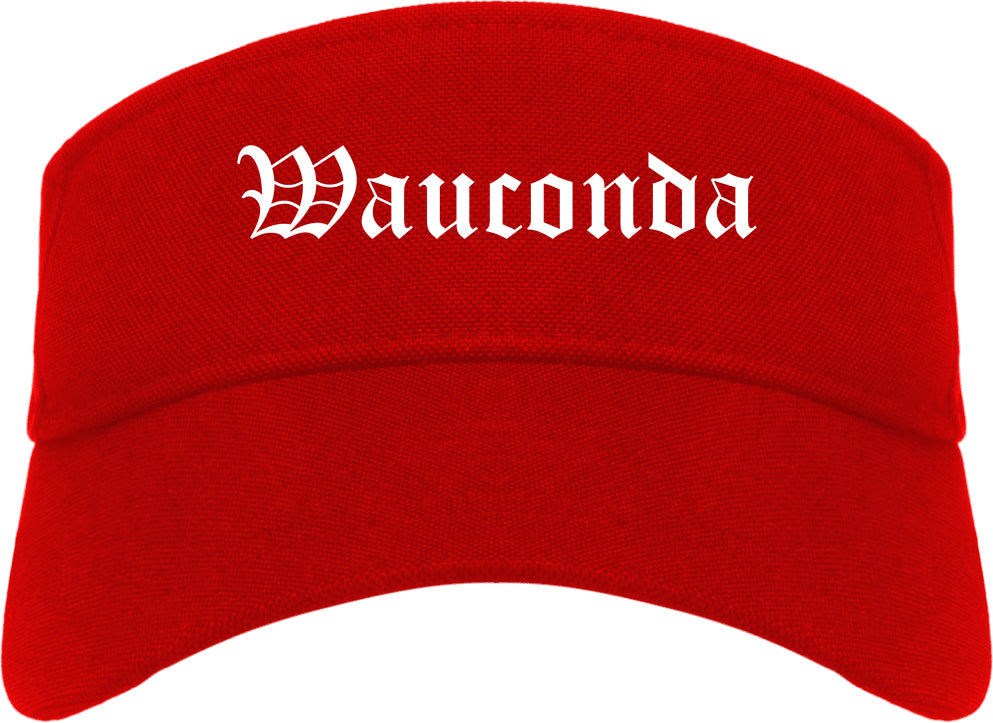 Wauconda Illinois IL Old English Mens Visor Cap Hat Red
