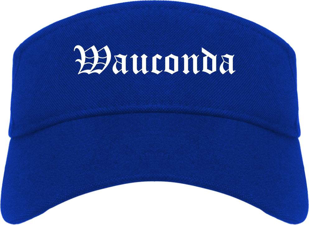 Wauconda Illinois IL Old English Mens Visor Cap Hat Royal Blue