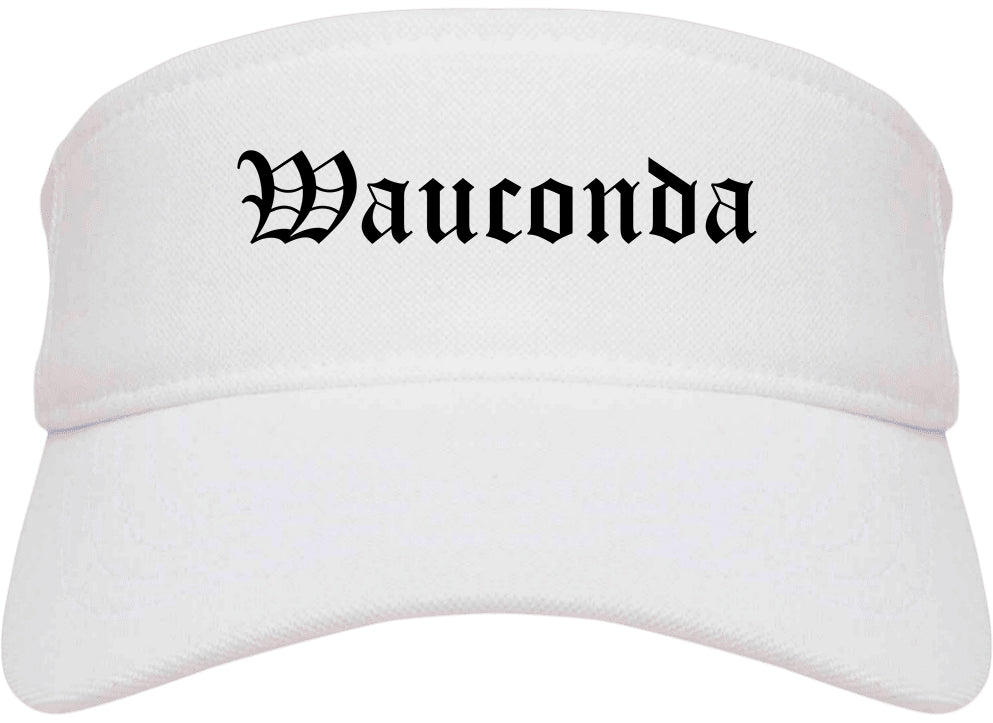 Wauconda Illinois IL Old English Mens Visor Cap Hat White